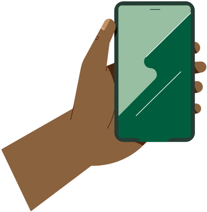 Hand zu sehen mit einem Smartphone