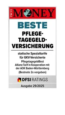Auszeichnungssiegel Ficus Money und DFSI Pflegetagegeld