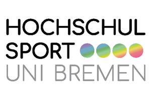 Das Bild zeigt das Logo von Hochschulsport Uni Bremen. Man sieht vier buntgefärbte Kreise und die Schrift: "Hochschulsport Uni Bremen."