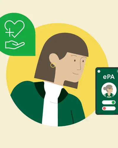 Interaktiver ePA-Ratgeber: Die elektronische Patientenakte erleichtert pflegenden Angehörigen den Alltag.