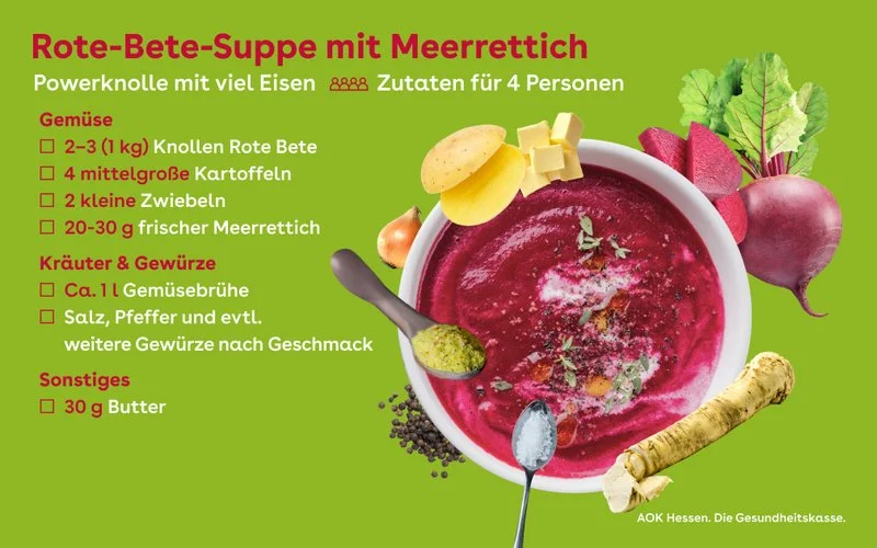 Rezept für Rote Beete Suppe mit Meerrettich.