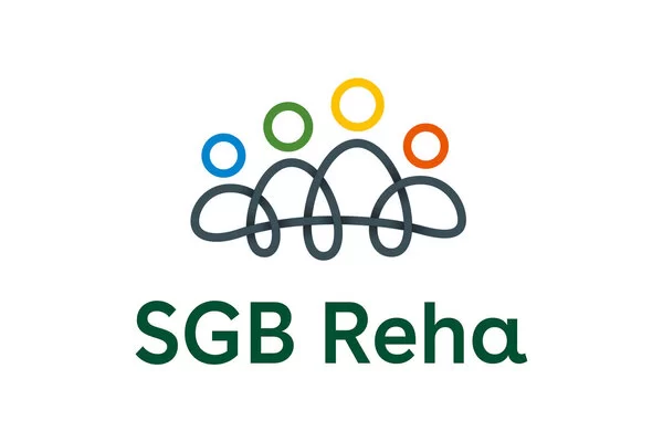 Das Logo des Projekts SGB Reha zeigt vier stilisierte Personen mit bunten Köpfen.