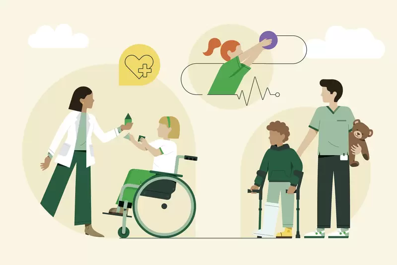 Illustration verschiedener Behandlungs- und Therapieformen.