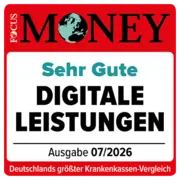Zu sehen ist das rotweiße Siegel von Focus Money für Digitale Leistungen.