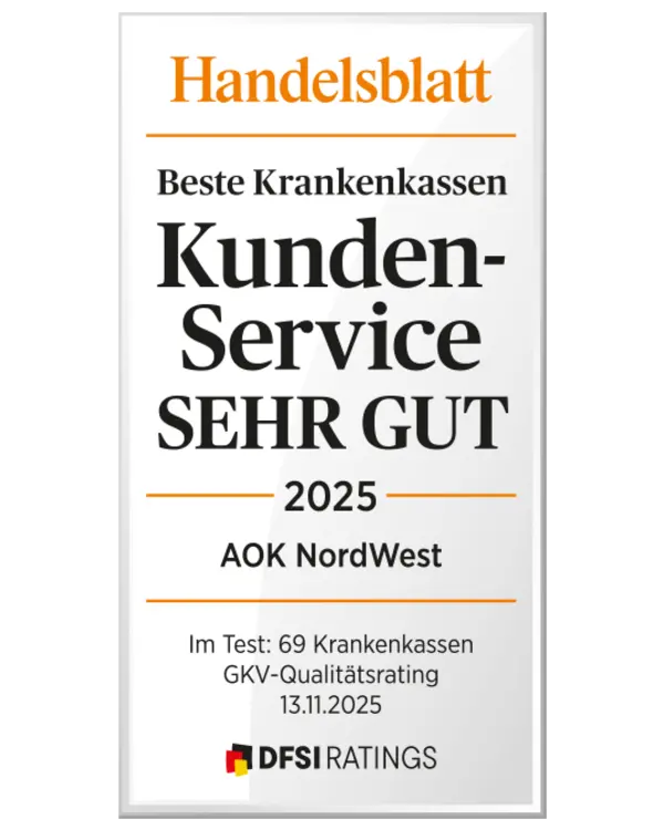 Zu sehen ist das silberne Siegel von Handelsblatt und DFSI für Kundenservice..