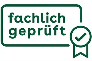 Illustrative Grafik: fachlich geprüft in einer Darstellung als Stempel mit einem Siegel.