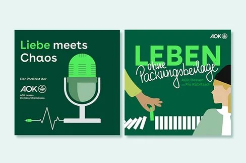 Beide Podcast-Logos der AOK Hessen