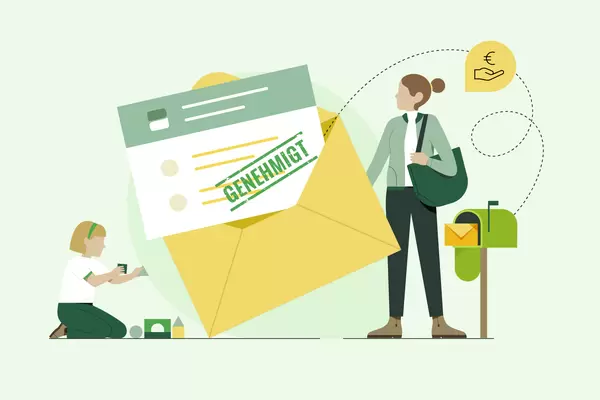 Illustration einer Person, die einen Brief öffnet.