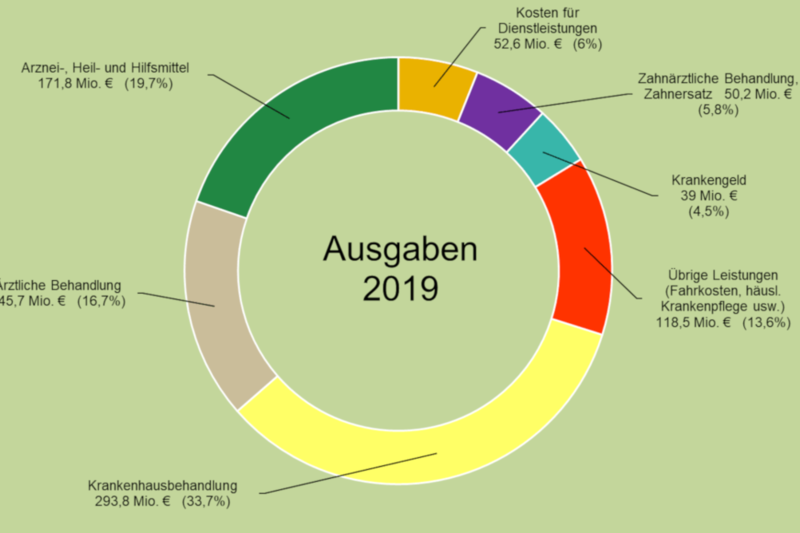 Kreisdiagram der Ausgaben der AOK Bremen 2019.