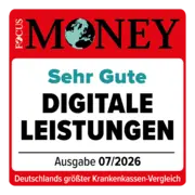 Zu sehen ist das rotweiße Siegel von Focus Money für Digitale Leistungen.