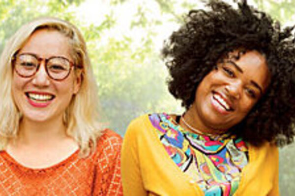 The picture shows two female students.
