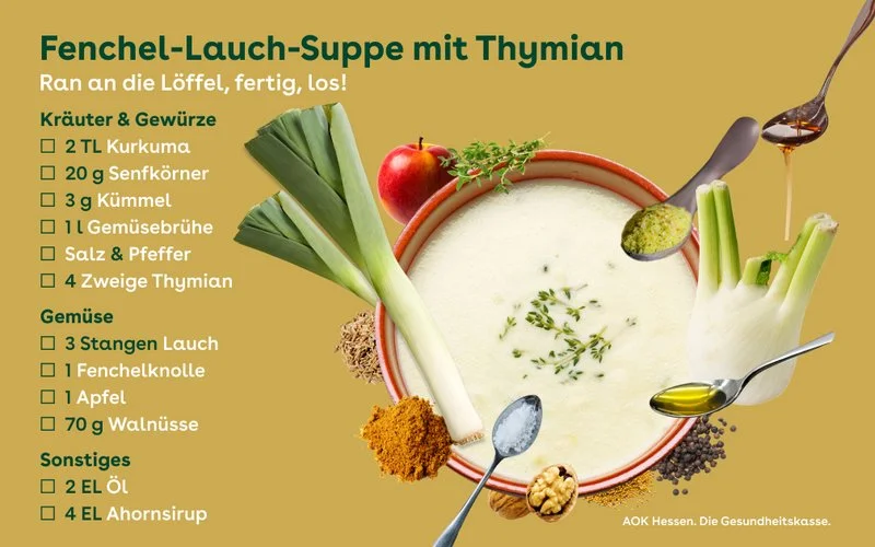 Zutaten für Fenchel-Lauch-Suppe mit Thymian