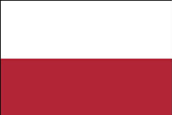 Es ist die Flagge Polens mit einem schwarzen Rand zu sehen.