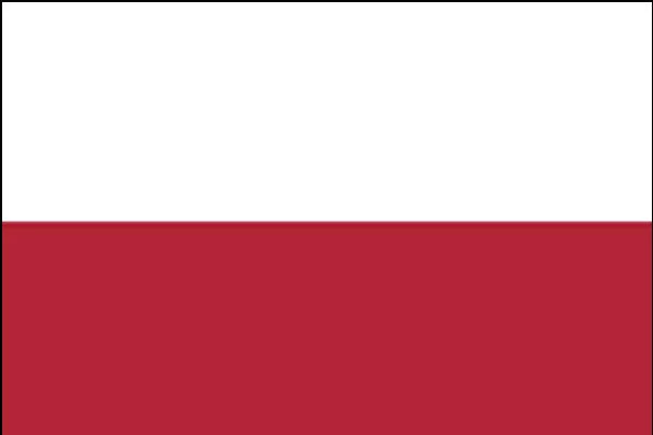 Es ist die Flagge Polens mit einem schwarzen Rand zu sehen.