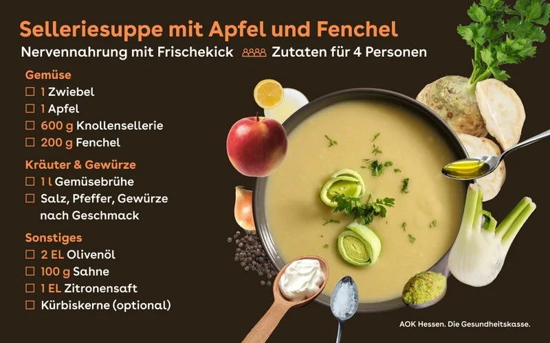 Rezept für Selleriesuppe mit Apfel und Fenchel