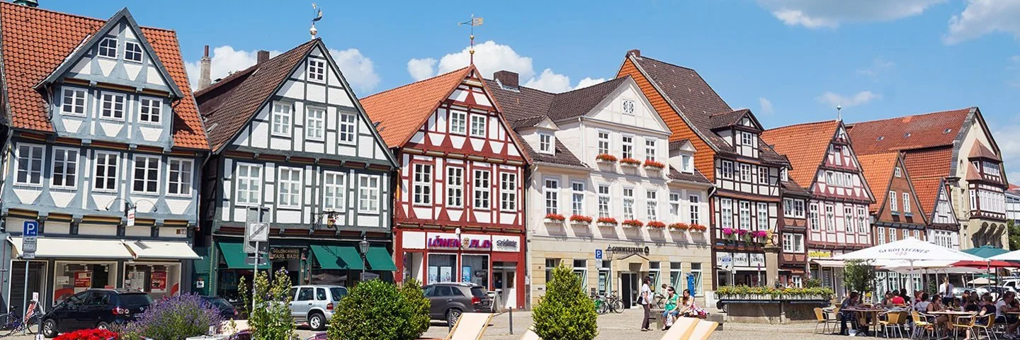 Fachwerkhäuser in der Altstadt von Celle in Niedersachsen.