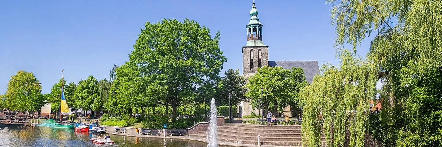 Brunnen in der Vechte im Zentrum von Nordhorn.