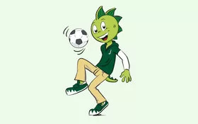 AOK-Drachenkind Jolinchen spielt Fußball