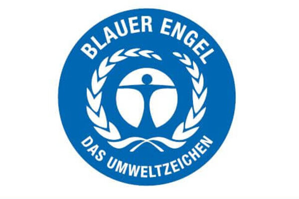 Es ist das Logo des Umweltabzeichens von "Blauer Engel" zu sehen.