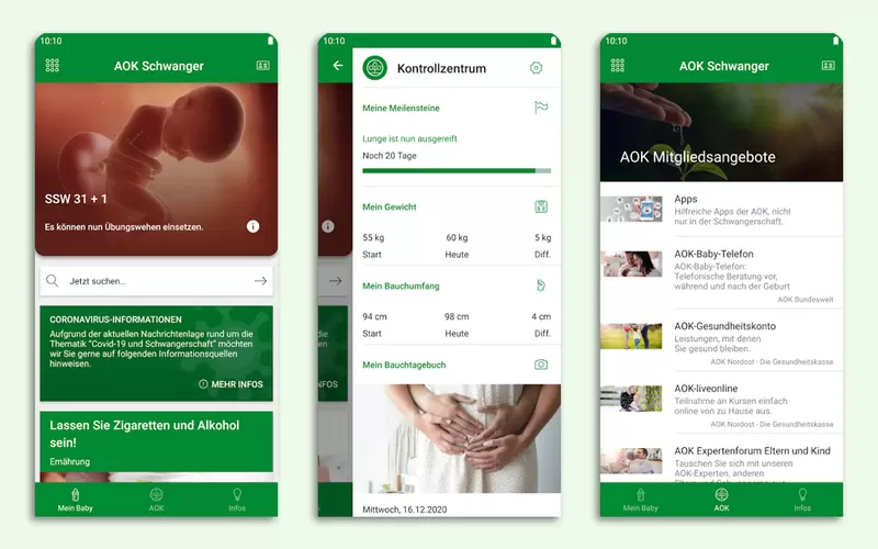 Die AOK Schwanger App hilft werdenen Müttern in der Schwangerschaft durch Meilensteine und hilfreiche Tipps.