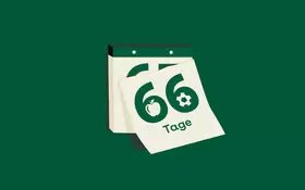 Illustration eines Abreißkalenders vor dunkelgrünem Grund. Das oberste Blatt, auf dem „66 Tage“ steht, fällt gerade ab.