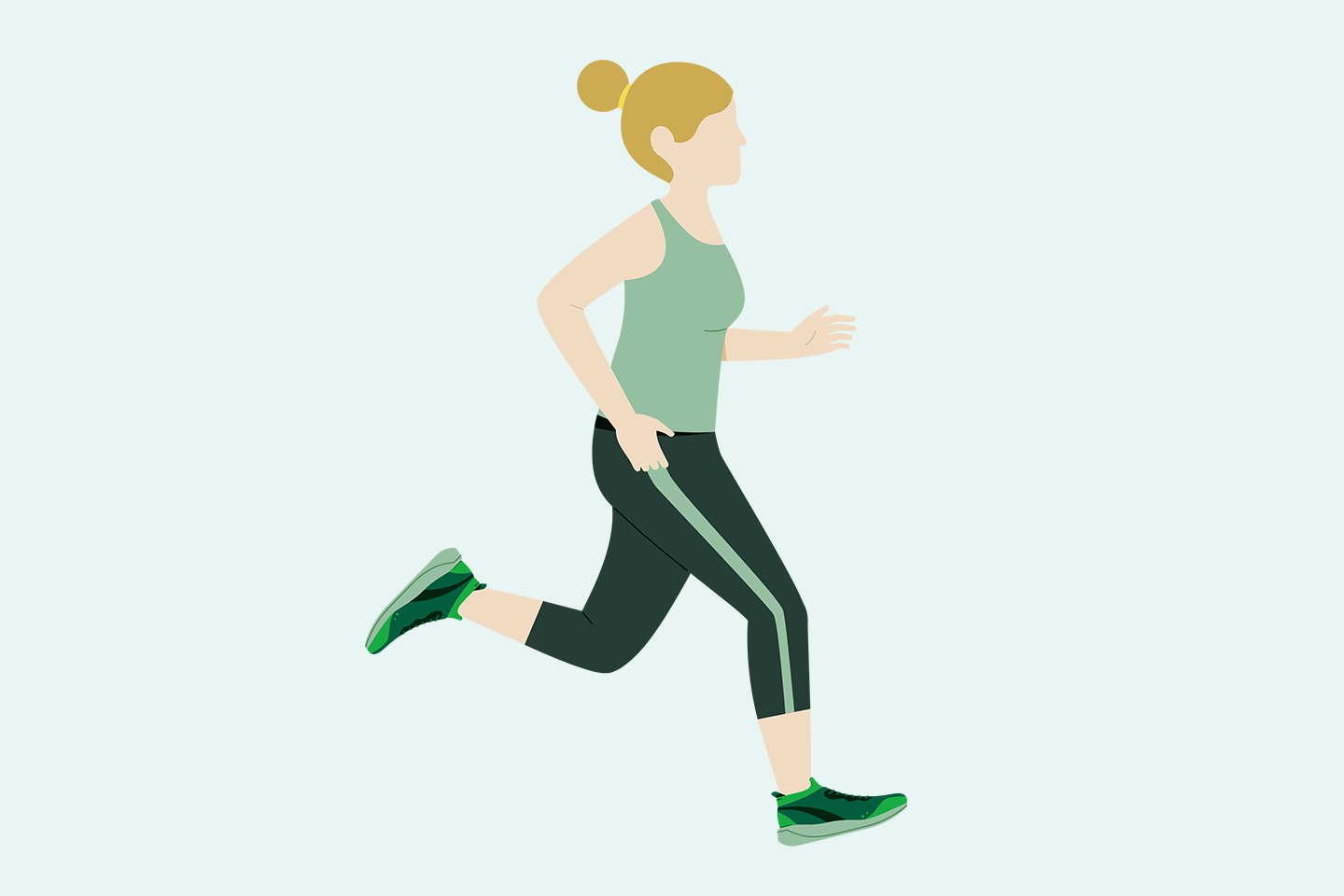Illustration einer laufenden Person in sportlicher Kleidung.