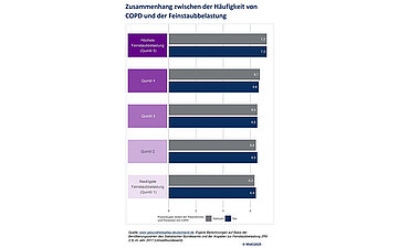 Grafik zeigt den Zusammenhang zwischen der H&auml;ufigkeit von COPD und der Feinstaubbelastung.