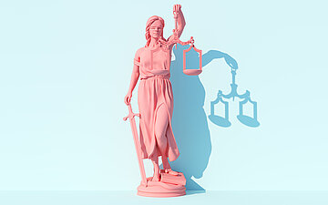 Illustration der Justitia mit Waage