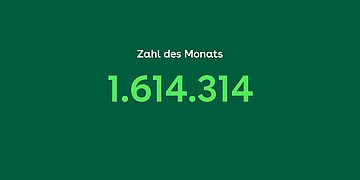 Zzahl des Monats Februar 2023 Infografik: 1.614.314 in hellgrün auf dunkelgrünem Grund