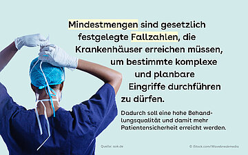 Foto eines Operateurs von hinten, der sich den Kopfschutz anzieht. Daneben sind grafische Elemente, unter anderem ein gelber St&ouml;rer mit einer Deutschlandkarte.