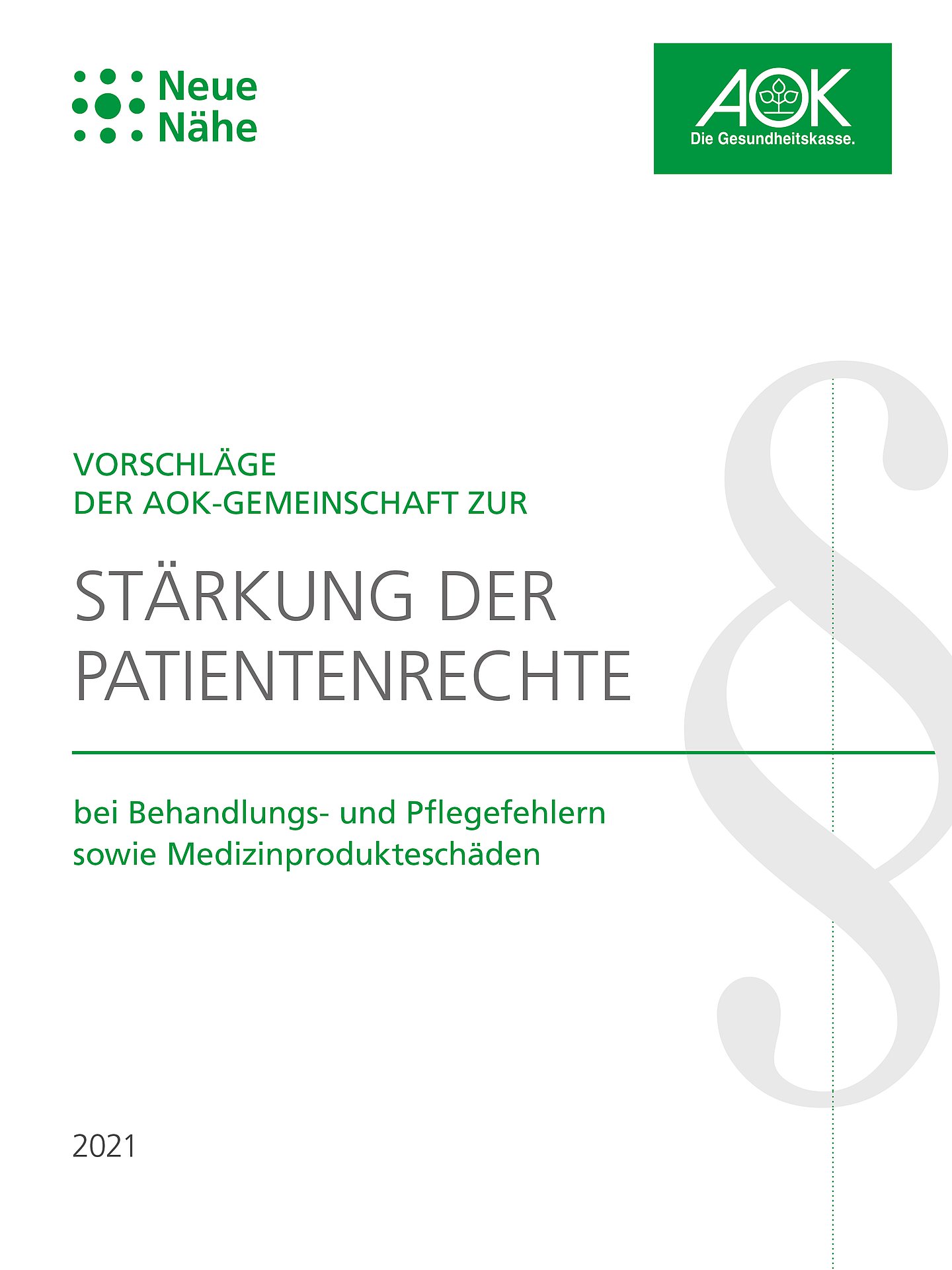 Cover des AOK-Positionspapiers zur Stärkung der Patientenrechte