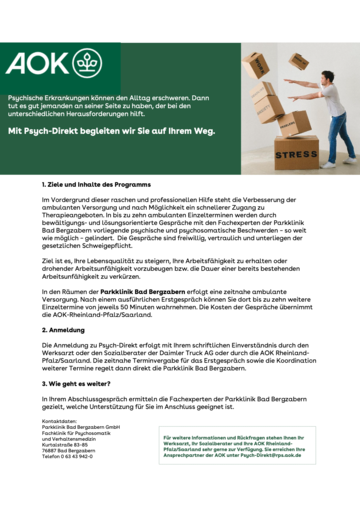 Flyer Psych-Direct Parkklinik Bad Bergzabern