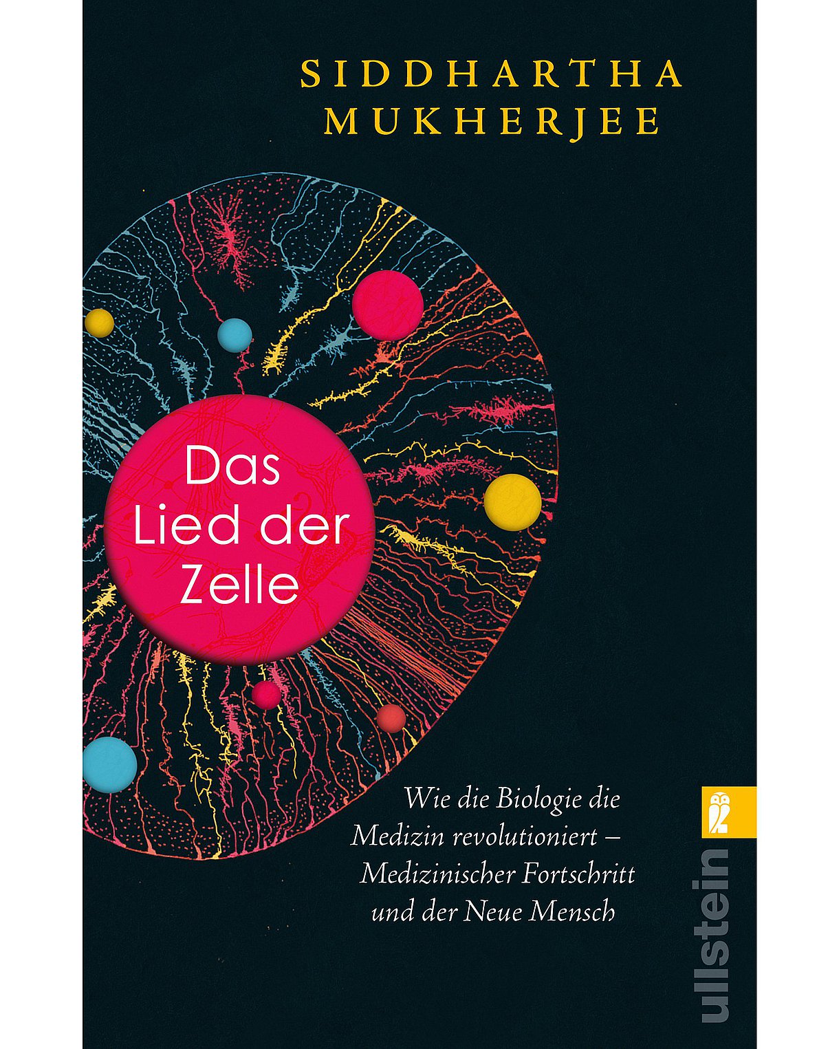 Buchcover: Das Lied der Zelle: Illustration einer Zelle auf schwarzem Grund