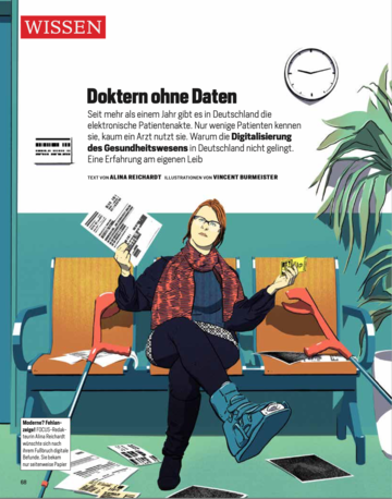Screenshot des Magazin-Beitrags &bdquo;Doktern ohne Daten&ldquo; von Alina Reichardt, erschienen im Focus und Gewinnerbeitrag des dritten Platzes. 
