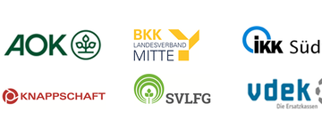Logos der sechs Krankenkassen und Kassenverb&auml;nde in Rheinland-Pfalz