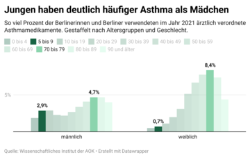 Jungen haben deutlich häufiger Asthma als Mädchen