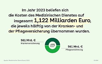 Medizinischer Dienst Tortendiagramm, das die Kosten des Medizinischen Dienstes darstellt