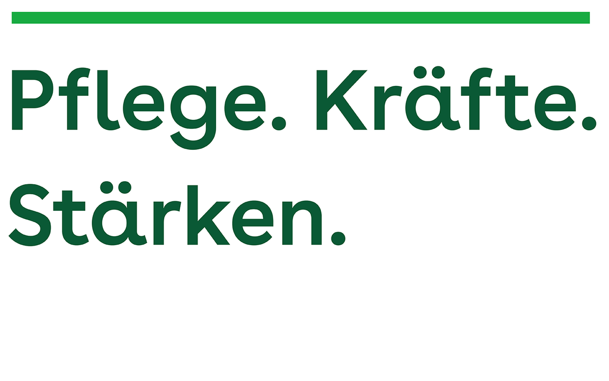 Logo mit dem Slogan Pflege.Kräfte.Stärken.