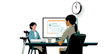 Illustration von einem Arzt-Patienten-Gespr&auml;ch