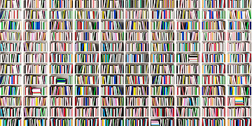 Foto: In einer riesigen B&uuml;cherwand stehen hunderte B&uuml;cher.