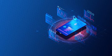 Ein Smartphone liegt auf einer Fläche. Drumherum sind verschiedene Graphen eingeblendet.