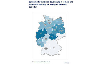 Karte zeigt die unterschiedlichen COPD-Erkrankungsraten in den Bundesl&auml;ndern.