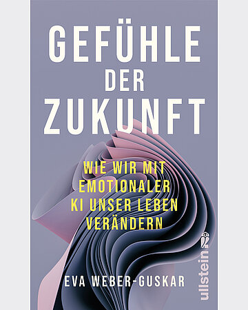 Buchcover: Gef&uuml;hle der Zukunft vor lila Hintergrundgrafik