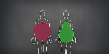 Illustration eines Apfeltypen und eines Birnentypen