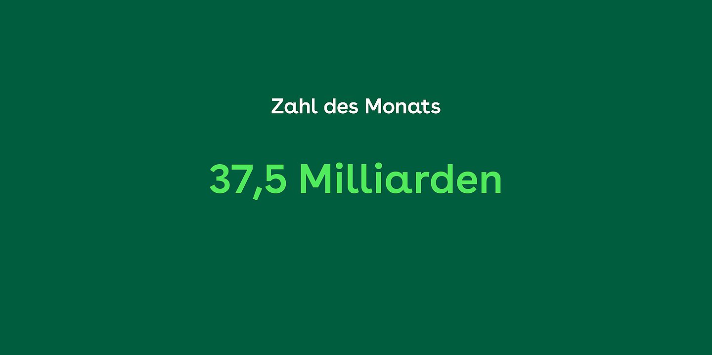 Zahl des Monats Juni 2025: 37,5 Milliarden (Hell- auf dunkelgrün)