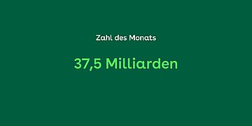 Zahl des Monats Juni 2025 Zahl des Monats Juni 2025: 37,5 Milliarden (Hell- auf dunkelgrün)