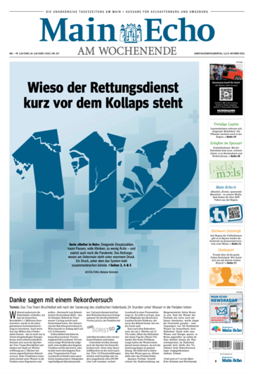 Titelseite der Main-Echo-Ausgabe zum Gewinnerbeitrag der Serie "Retter in Not" von Veronika Schreck.