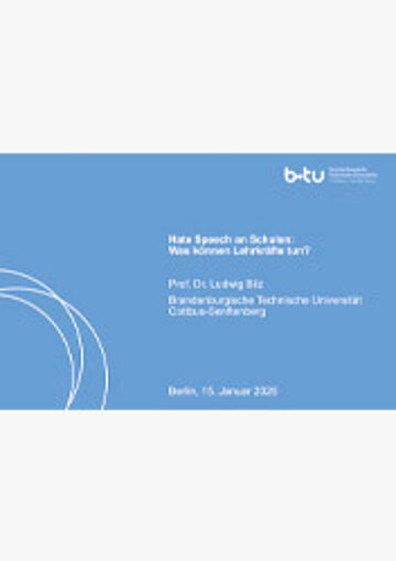 Cover des Vortrags von Prof. Ludwig Bilz