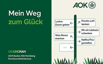 Grafik Wegweiser zum Gl&uuml;ck