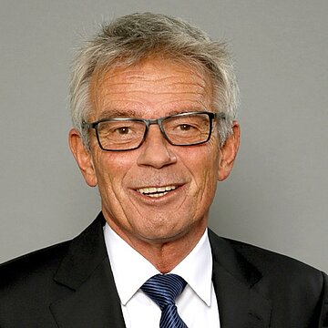 Portr&auml;tfoto zeigt Prof. Josef Hecken im blauen Sakko, blauer Krawatte und wei&szlig;em Hemd (Kopfbild bis zum Krawattenknoten)